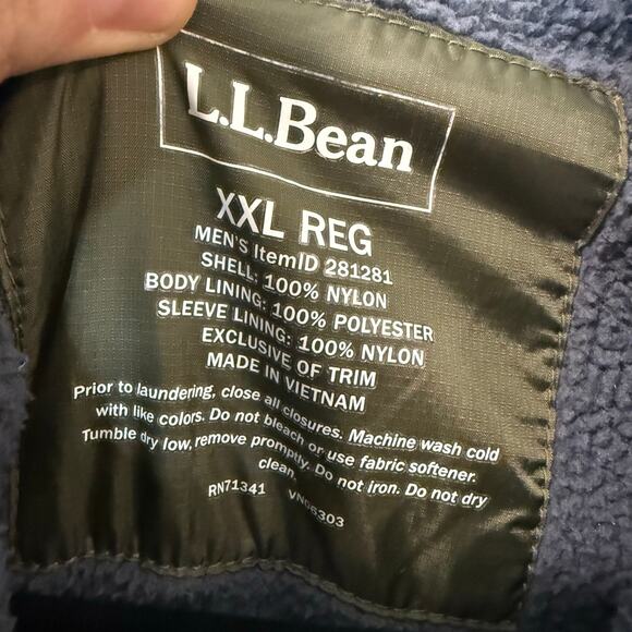 L.L. Bean Men's Jacket Fleece Lined Windbreaker Full Zip Green XXL Reg - Picture 5 of 7